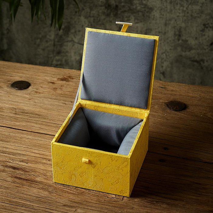 玖玖黃龍布海綿錦盒禮盒空盒茶具茶杯瓷盤錦盒收藏送禮盒包裝盒長方形
