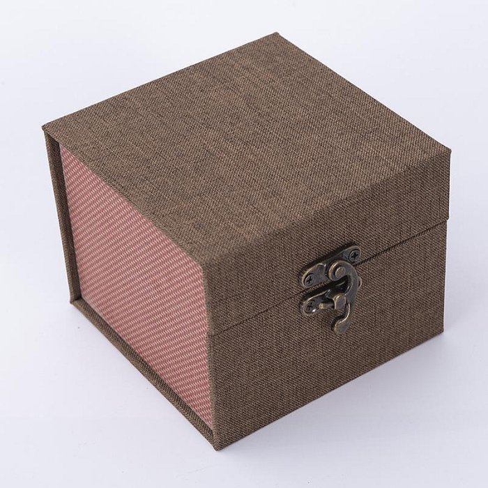 麻布錦盒紫砂壺茶具禮盒印章包裝禮盒陶瓷棉麻布銅扣錦盒