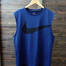 CA 美國運動品牌 NIKE DRI-FIT 深藍 休閒背心 L號 一元起標無底價P293