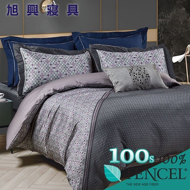 【旭興寢具】台灣製造 TENCEL100支膠原蛋白天絲 雙人5x6.2尺 薄床包舖棉兩用被四件式組-瓦城