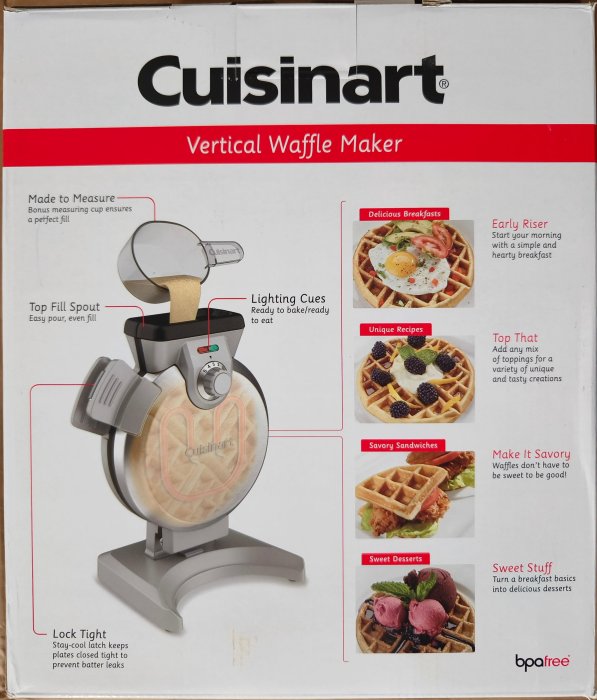 Cuisinart 直立式鬆餅機,2.54公分厚度 Vertical Waffle maker WAF-V100美國原廠