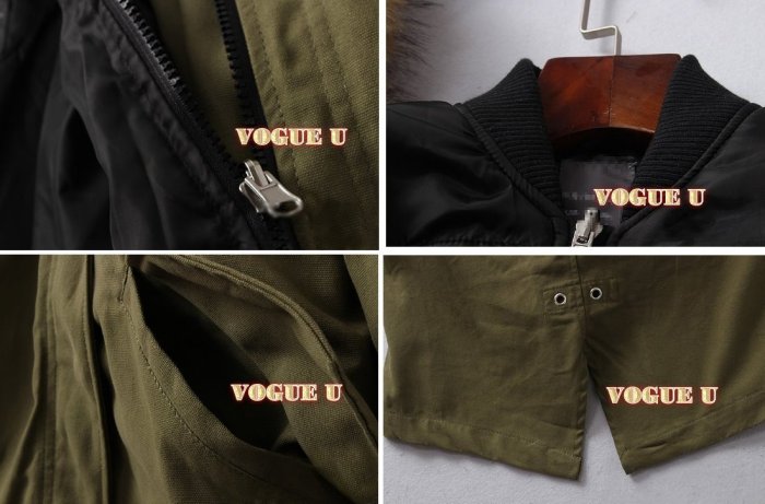 ☆VOGUE U☆英國品牌~兩件式可拆卸內裏毛領連帽工裝外套 派克大衣(特價) 【C4363X】