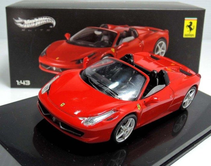 【M.A.S.H】[現貨出清價] HotWheels Elite 1/43 Ferrari 458 spider red