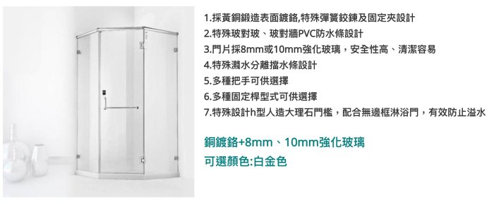 (幸福e購詢價享折扣 )一太淋浴拉門皇冠5700 單開門+ 左右固定面 181-200cm內 高200cm 強玻-8mm