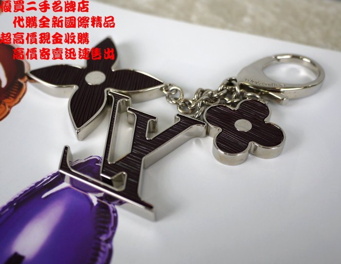 ☆優買二手精品名牌店☆ LV 原花 LOGO 紫 壓克力 金屬 水波紋 鑰匙 圈 吊飾 KEY M66369 全新 I