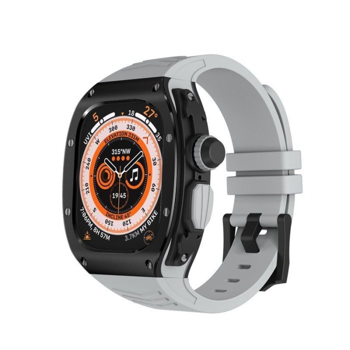 [聚優良品]Apple Watch 不鏽鋼保護殼 改裝AP矽膠錶帶 套裝 適用於 iWatch Ultra 49mm