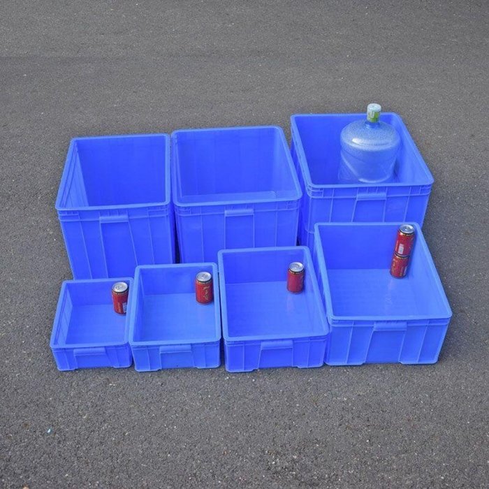 下殺-藍色塑膠箱長方形塑料箱子加厚帶蓋5號塑料框工業倉庫膠箱周轉箱