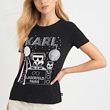 【卡爾女生館】【KARL LAGERFELD貼鑽Q版DJ老佛爺短袖T恤】☆【KLG001D3】(XS)