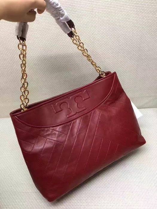 【全新正貨私家珍藏】TORY BURCH Alexa Center-ZIP TOTE 羊皮單肩購物包女包