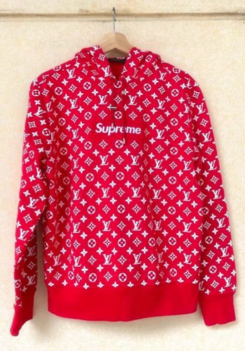 BLACK近全新LOUIS VUITTON x SUPREME夢幻聯名LV BOX LOGO連帽長T帽T (另有卡片夾)