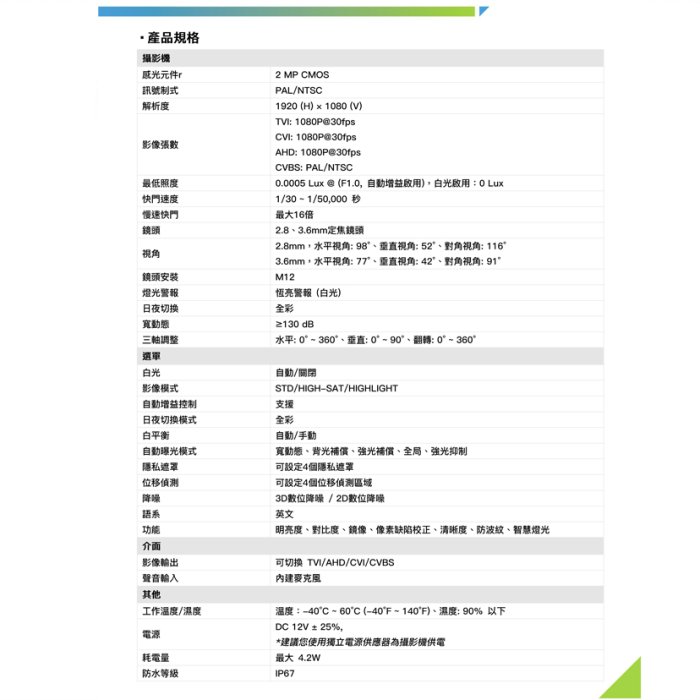 【萬事達監控批發】小管型 星光級 日夜全彩1080P 200萬畫素 攝影機 白光型 同軸音頻可錄音 監視器 可搭配防水盒