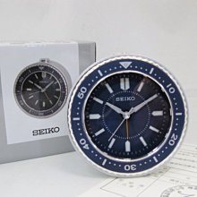 SEIKO CLOCK 精工藍水鬼鉅齒外框鐘面造型貪睡滑動式秒針靜音鬧鐘型號：QHE184L【神梭鐘錶】