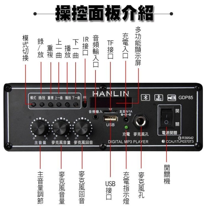 【全館折扣】 拉桿式 行動巨砲 重低音喇叭 行動卡拉OK 藍芽音響 家庭劇院 大聲公 HANLIN423GDP85