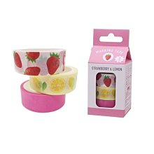牛奶盒紙膠帶組 水果系列 草莓檸檬款 紙膠帶 3入組 15mm寬 手帳貼 日本正版【083673】