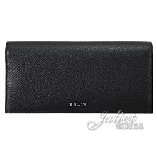 【茱麗葉精品】【全新精品】BALLY 6302753 BALIRO 金屬LOGO牛皮對開長夾.黑/藍 現貨