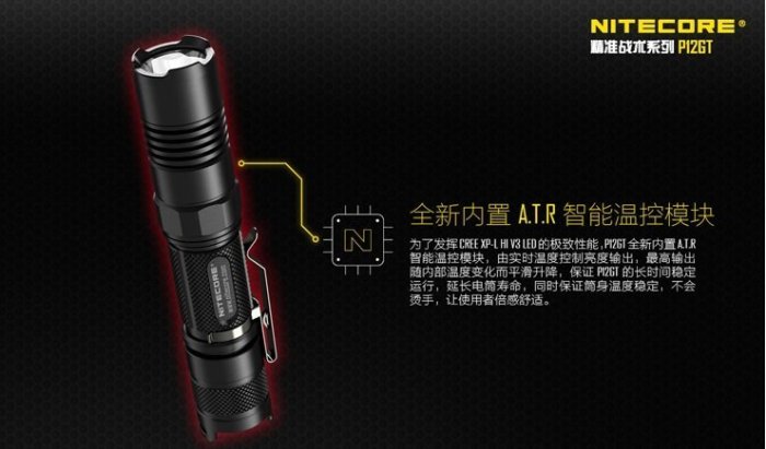 【LED Lifeway】NITECORE  P12GT (贈電池) 1000流明 強光手電筒 (1*18650)