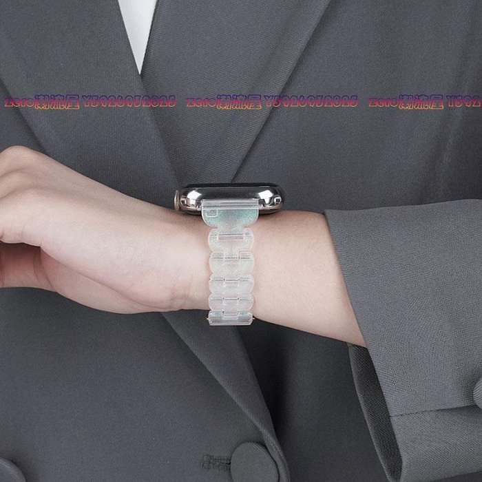 watchbond適用蘋果Applewatch s9/s8鐳射樹脂表帶iwatch 7運動6智能5手表4女生表鏈小眾2創意夏天iphonewatch
