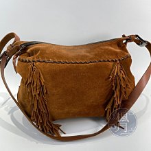 【一元起標 04/22】LONGCHAMP 駝色 麂皮 流蘇 肩背包 精品包 斜背包  精品 配件