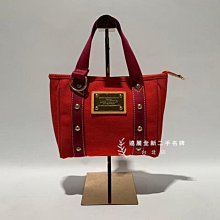 A11443 LV 小金牌紅色帆布雙耳托特包 (台北店)