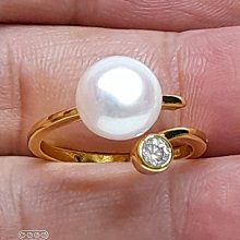 柒零陸晶品//天然白珍珠+鋯鑽裝飾設計款精緻戒指#開口戒圍#清倉直購特價~