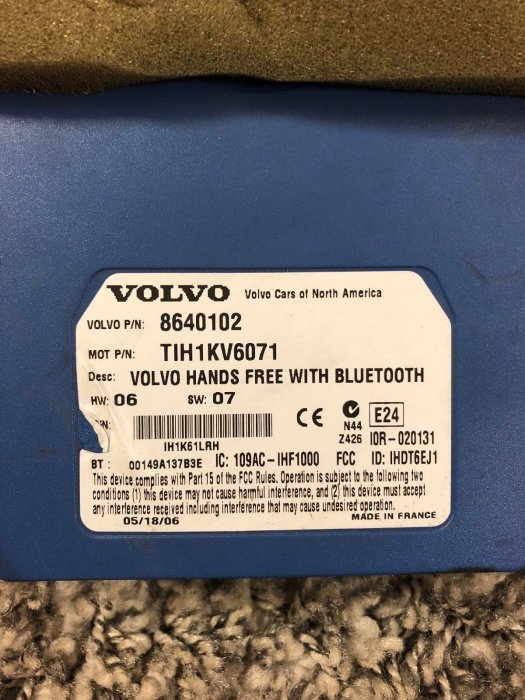 Volvo S60 S80 V70 XC70 XC90原車舊款2G電話失效可升級Bluetooth手機藍芽接收器含安裝