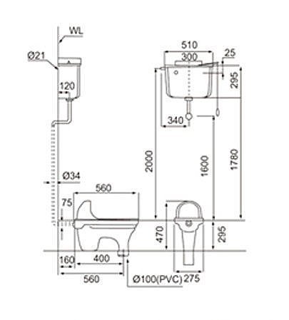 【 老王購物網 】摩登衛浴 CS-108 蹲式沖水馬桶 蹲式馬桶 + 高水箱附件 防污抑菌奈米瓷