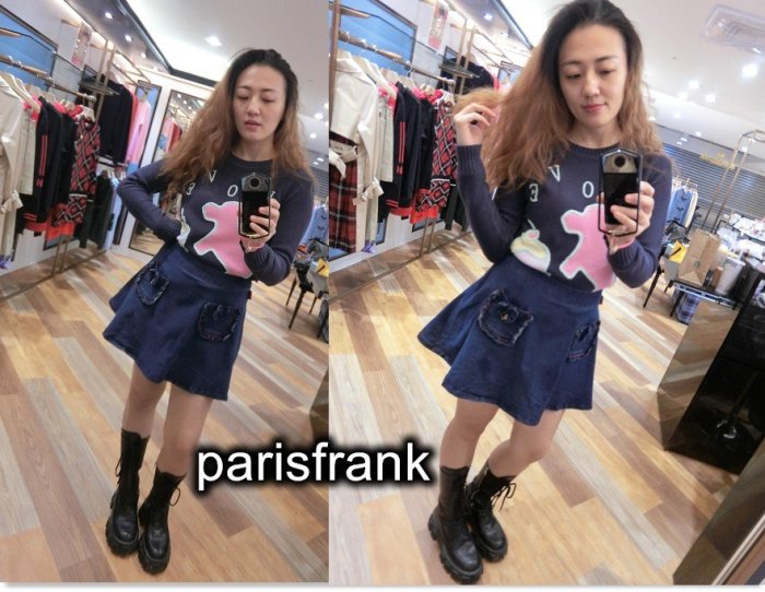 parisfrank~~品牌scottish house 俏麗減齡款 荷葉邊雙口袋 牛仔短裙(S號)(有內裡褲)