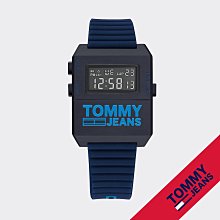 【TOMMY JEANS】TOMMY男女電子錶矽膠錶帶藍字藍 F03200409-56