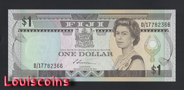 【Louis Coins】B1482-FIJI-ND (1987)斐濟紙幣-1 Dollars