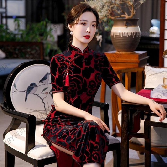 老上海旗袍2021年新款民國風改良版日常復古高檔氣質連衣裙女短款-kby科貝