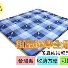 租屋族、學生族的最愛~透氣纖維棉+天然竹蓆面【冬夏兩用折疊式床墊】雙人加大、兩入