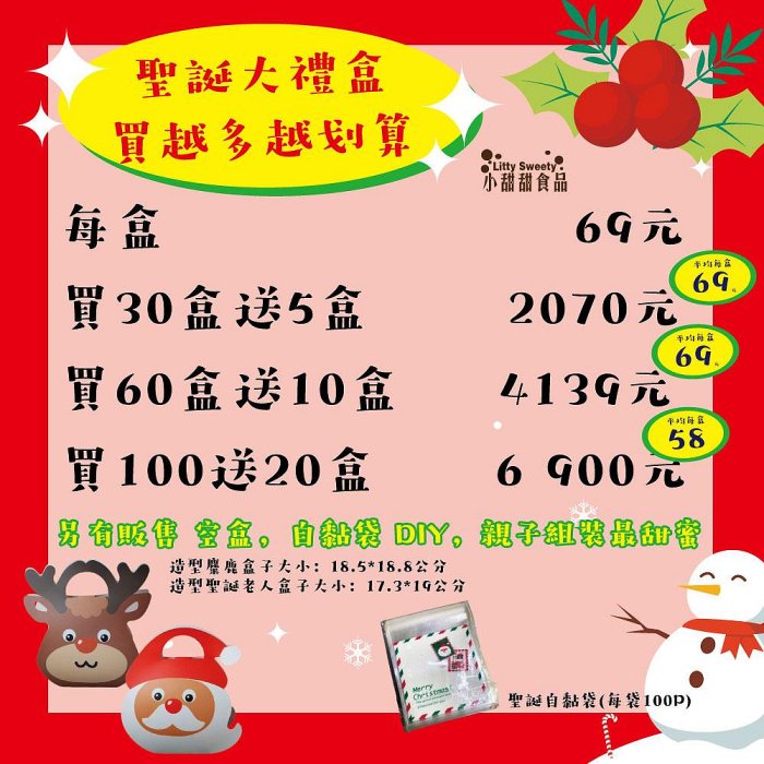 聖誕老公公/馴鹿大禮盒 聖誕節糖果 聖誕節禮物 企業團購必買 50盒以上免費客製化公司名貼紙 小甜甜