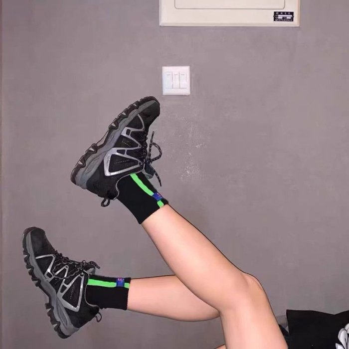 潮襪襪子 潮牌ADER襪子綠色豎條標簽縫制透氣男女運動街頭潮流時尚中筒襪BX005