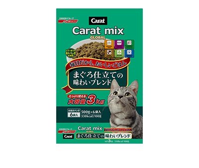 SNOW的家【訂購】日清 克拉Carat Mix 綜合貓糧 鮪魚的高級混合風味-綠包 3kg (80270268