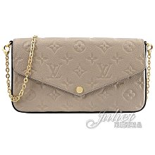 【茱麗葉精品】全新精品 LV M82609 Félicie Pochette 經典花紋牛皮斜背鍊包.斑鳩灰 現貨