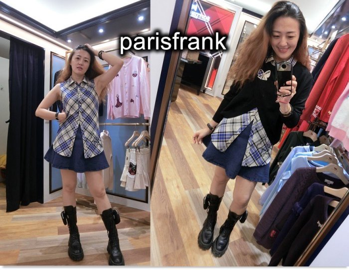 parisfrank~~品牌scottish house 俏麗減齡款 荷葉邊雙口袋 牛仔短裙(S號)(有內裡褲)