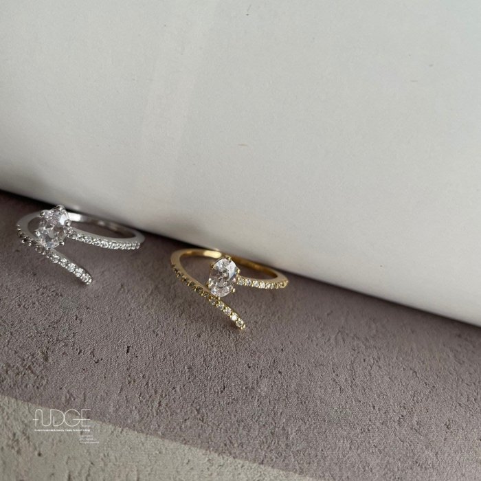 FUDGE法橘 / 正韓 雙環鋯石排鑽造型戒指 [2款] /LRS32455