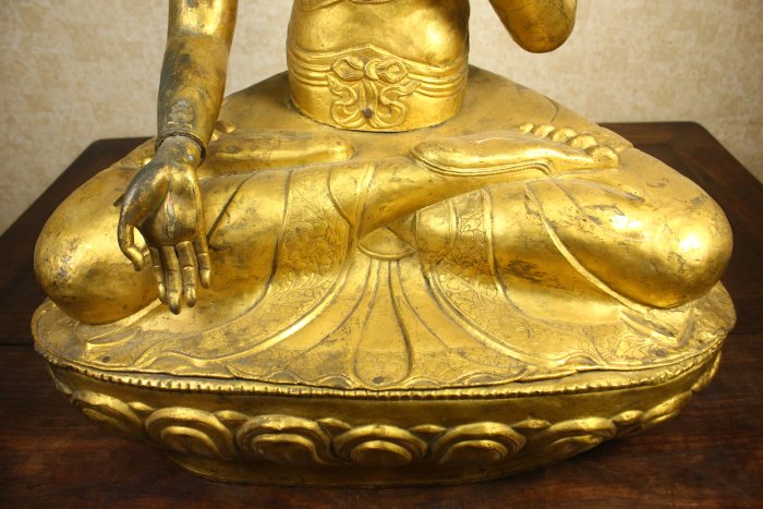 悅年堂 --- 清早期 銅鎏金 大形 釋迦牟尼佛 坐像