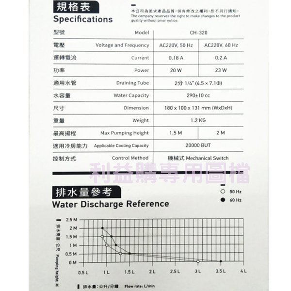 冷氣電動排水器 晴立電動排水器 CH-320 新上市第二代蔽極式 可DIY安裝或更換 6組ㄧ件 利益購 低價批售