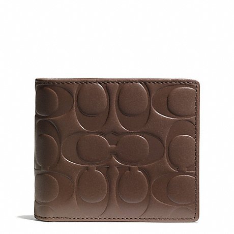 Coco小舖COACH 74686 Signature Embossed  Compact ID Wallet 駝色