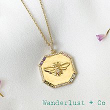 Wanderlust+Co 澳洲品牌 彩鑽蜜蜂項鍊 八邊形女王蜂金色項鍊 BEE RAINBOW 絕版下殺