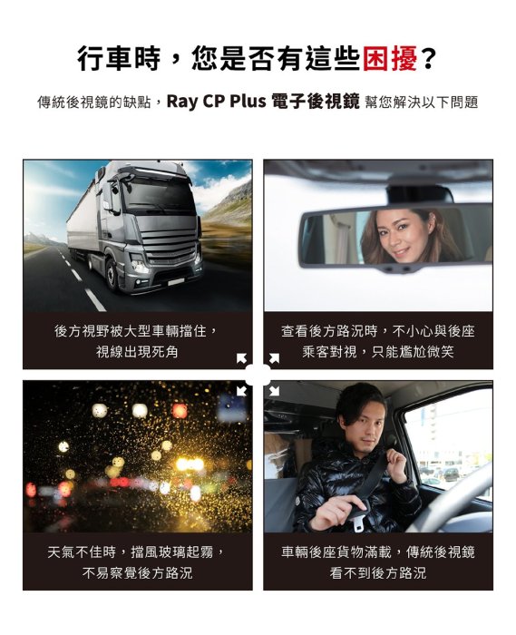 【送64GB】PAPAGO Ray CP PLUS 12吋 電子後視鏡行車紀錄器 前後雙錄 倒車顯影 測速照相 *22