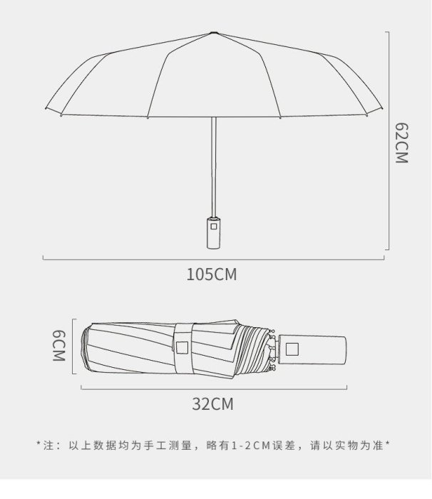 全自動反向傘 反向折疊傘汽車遮陽傘男女十骨晴雨兩用傘創意三折雨傘反光條雨傘 汽車必備