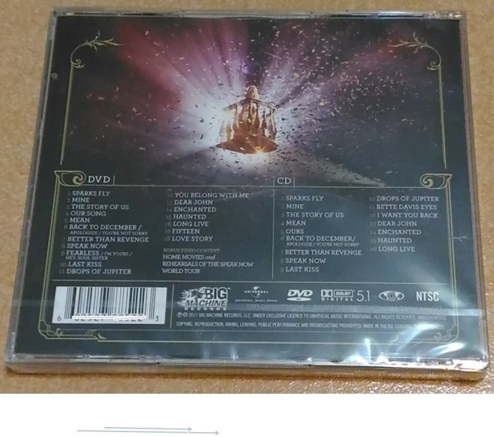 正版全新CD+DVD~泰勒絲/愛的告白世界巡迴演唱會TAYLOR SWIFT Speak Now