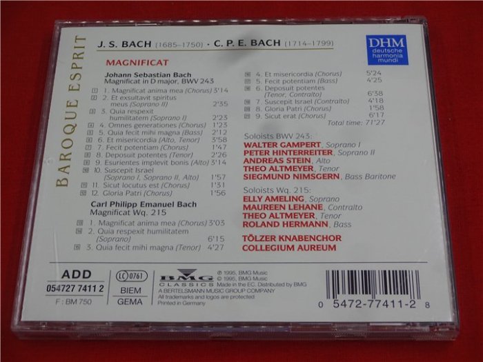 J.S. Bach C.P.E. Bach Magnificat Kurt Thomas 歐 也1752