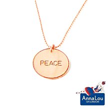 Anna Lou OF LONDON 倫敦品牌 優雅字墜 玫瑰金項鍊 Peace