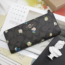 【茱麗葉精品】全新精品 COACH 專櫃商品 C7383 馬車LOGO玫瑰印花對開多卡長夾.深咖 現貨