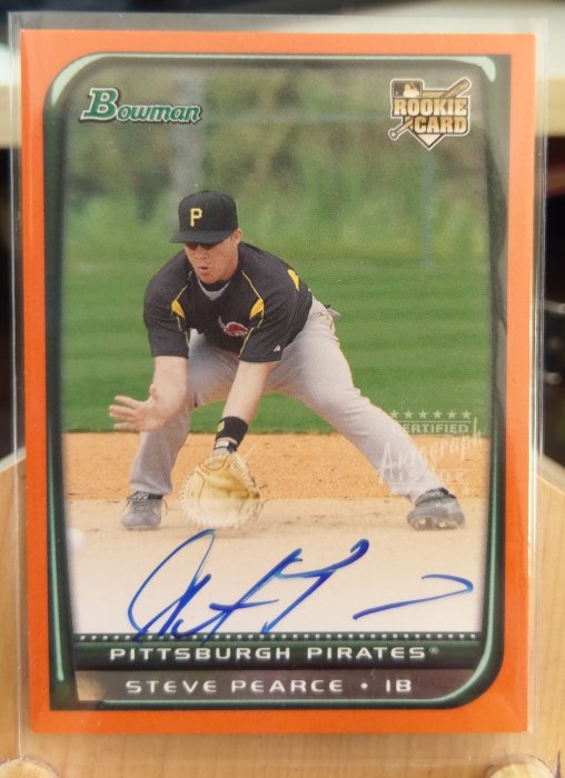 2008 BOWMAN 紅襪STEVE PEARCE ORANGE AUTO限量250張新人少見卡面簽名