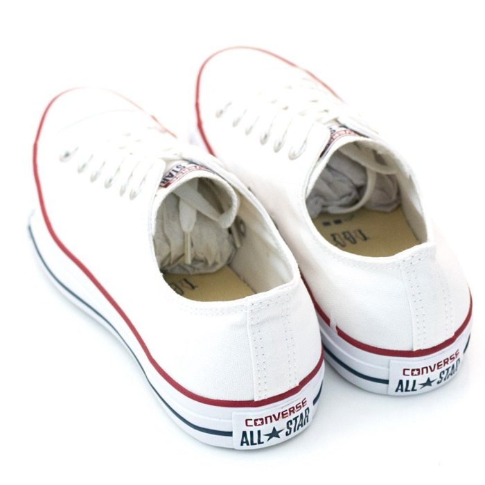 Converse ALL STAR 低筒 基本款 帆布休閒鞋 白X紅邊 M7652C 全尺碼【iSport愛運動】