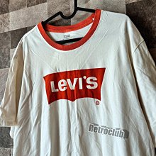 Retro CLUB【一元起標】【二手】美國百年品牌 LEVI'S 白色 橘色滾邊 美式復古短T LOGO設計 F24412